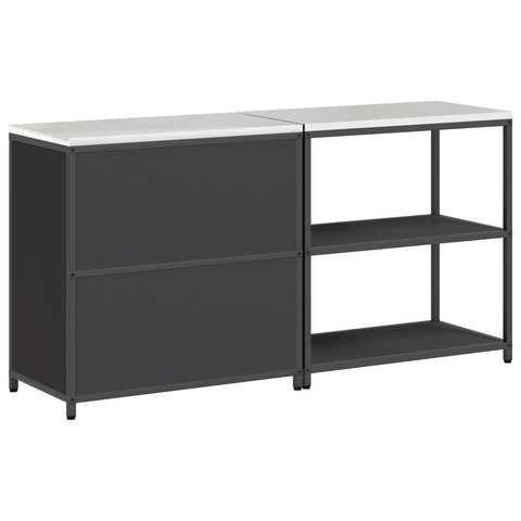 vidaXL with Shelf with Storage with Door Adjustable 2 pcs Black Cold-rolled steel