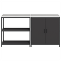 vidaXL with Shelf with Storage with Door Adjustable 2 pcs Black Cold-rolled steel