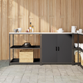 vidaXL with Shelf with Storage with Door Adjustable 2 pcs Black Cold-rolled steel