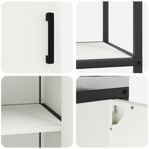 vidaXL with Shelf with Storage with Door Adjustable 2 pcs White Cold-rolled steel