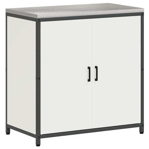 vidaXL with Shelf with Storage with Door Adjustable 2 pcs White Cold-rolled steel