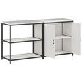 vidaXL with Shelf with Storage with Door Adjustable 2 pcs White Cold-rolled steel