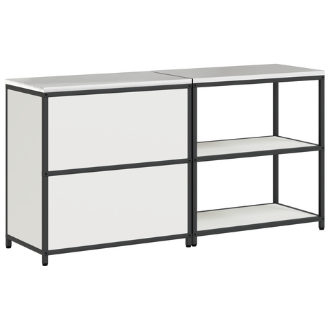 vidaXL with Shelf with Storage with Door Adjustable 2 pcs White Cold-rolled steel
