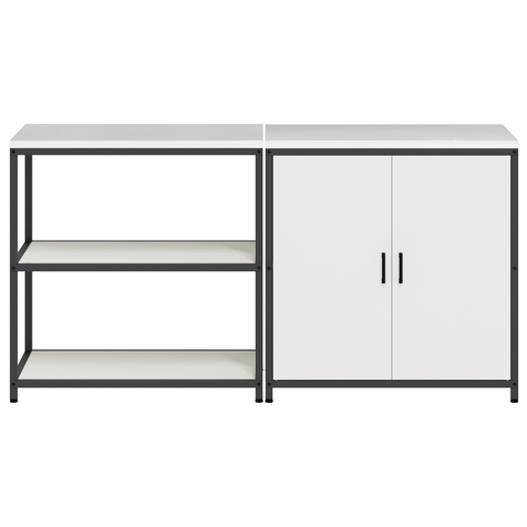 vidaXL with Shelf with Storage with Door Adjustable 2 pcs White Cold-rolled steel