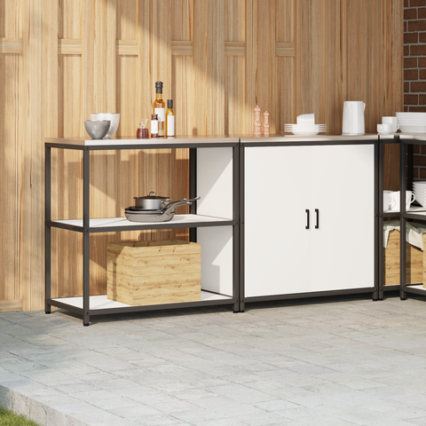 vidaXL with Shelf with Storage with Door Adjustable 2 pcs White Cold-rolled steel