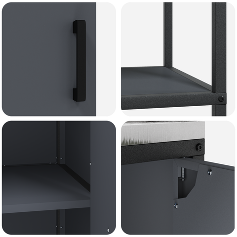 vidaXL with Shelf with Storage with Door Adjustable 2 pcs Anthracite Cold-rolled steel