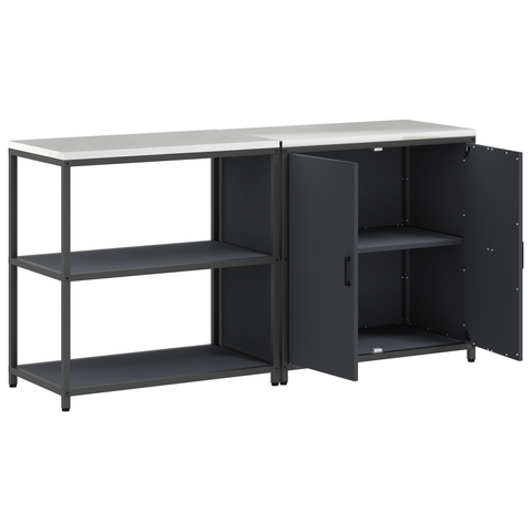 vidaXL with Shelf with Storage with Door Adjustable 2 pcs Anthracite Cold-rolled steel