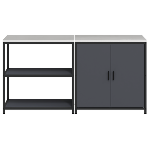 vidaXL with Shelf with Storage with Door Adjustable 2 pcs Anthracite Cold-rolled steel