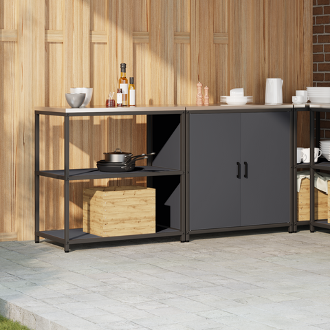vidaXL with Shelf with Storage with Door Adjustable 2 pcs Anthracite Cold-rolled steel