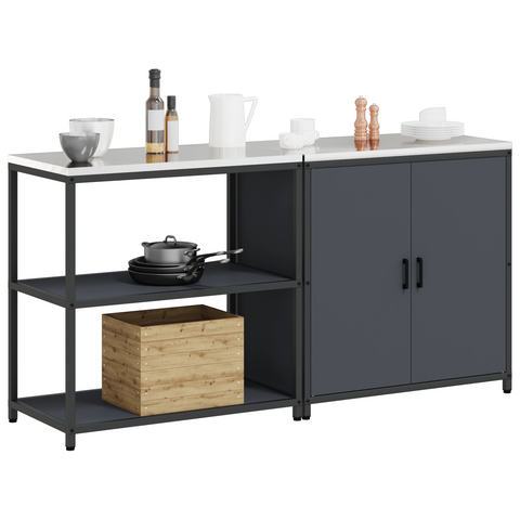 vidaXL with Shelf with Storage with Door Adjustable 2 pcs Anthracite Cold-rolled steel
