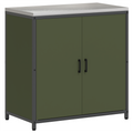 vidaXL with Shelf with Storage with Door Adjustable 2 pcs Olive Green Cold-rolled steel