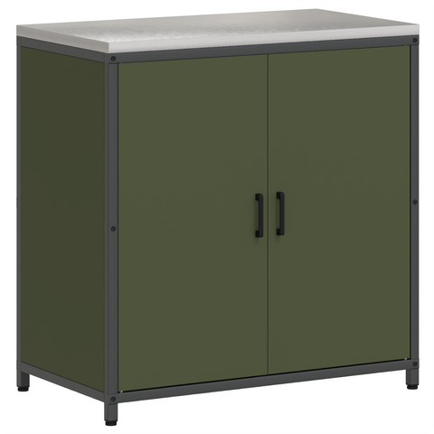 vidaXL with Shelf with Storage with Door Adjustable 2 pcs Olive Green Cold-rolled steel