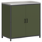vidaXL with Shelf with Storage with Door Adjustable 2 pcs Olive Green Cold-rolled steel