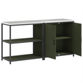 vidaXL with Shelf with Storage with Door Adjustable 2 pcs Olive Green Cold-rolled steel