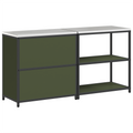 vidaXL with Shelf with Storage with Door Adjustable 2 pcs Olive Green Cold-rolled steel