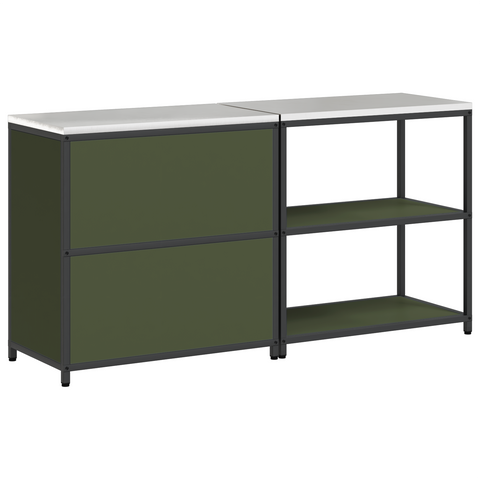 vidaXL with Shelf with Storage with Door Adjustable 2 pcs Olive Green Cold-rolled steel