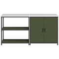vidaXL with Shelf with Storage with Door Adjustable 2 pcs Olive Green Cold-rolled steel