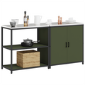 vidaXL with Shelf with Storage with Door Adjustable 2 pcs Olive Green Cold-rolled steel