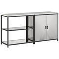 vidaXL with Shelf with Storage with Door Adjustable 2 pcs Stainless steel