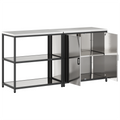 vidaXL with Shelf with Storage with Door Adjustable 2 pcs Stainless steel