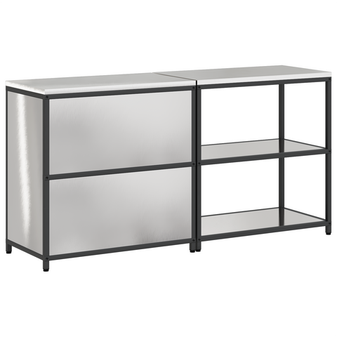 vidaXL with Shelf with Storage with Door Adjustable 2 pcs Stainless steel