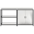 vidaXL with Shelf with Storage with Door Adjustable 2 pcs Stainless steel
