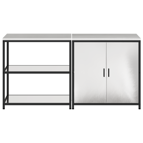 vidaXL with Shelf with Storage with Door Adjustable 2 pcs Stainless steel