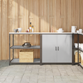 vidaXL with Shelf with Storage with Door Adjustable 2 pcs Stainless steel