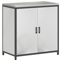 vidaXL with Shelf with Storage with Door Adjustable 2 pcs Galvanised steel