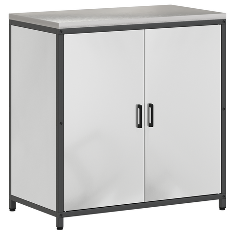 vidaXL with Shelf with Storage with Door Adjustable 2 pcs Galvanised steel