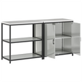 vidaXL with Shelf with Storage with Door Adjustable 2 pcs Galvanised steel