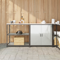 vidaXL with Shelf with Storage with Door Adjustable 2 pcs Galvanised steel