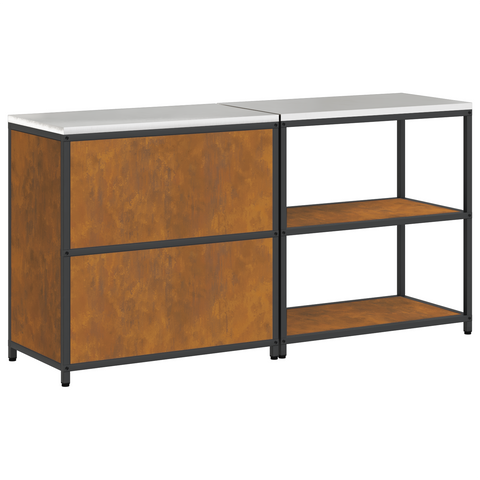 vidaXL with Shelf with Storage with Door Adjustable 2 pcs Rusty Weathering steel