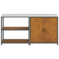 vidaXL with Shelf with Storage with Door Adjustable 2 pcs Rusty Weathering steel