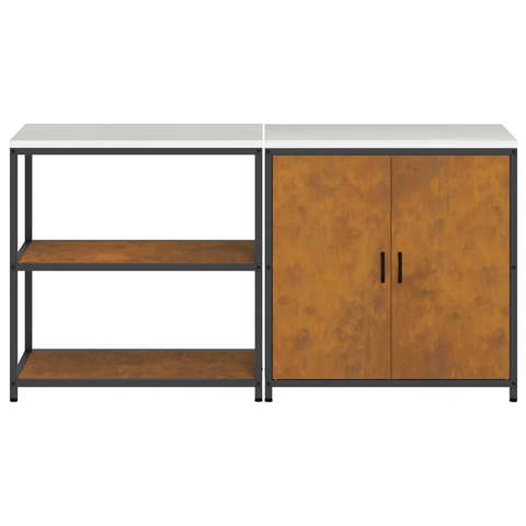vidaXL with Shelf with Storage with Door Adjustable 2 pcs Rusty Weathering steel