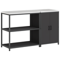 vidaXL Kitchen Storage Set with Shelf with Storage with Door Adjustable 2 pcs Black 150 x 50 x 92 cm