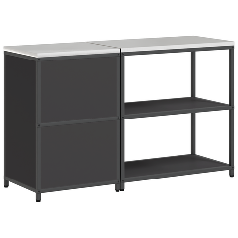 vidaXL Kitchen Storage Set with Shelf with Storage with Door Adjustable 2 pcs Black 150 x 50 x 92 cm