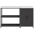 vidaXL Kitchen Storage Set with Shelf with Storage with Door Adjustable 2 pcs Black 150 x 50 x 92 cm