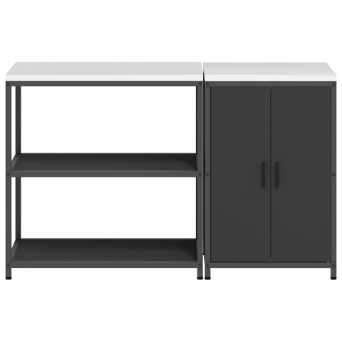 vidaXL Kitchen Storage Set with Shelf with Storage with Door Adjustable 2 pcs Black 150 x 50 x 92 cm