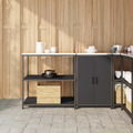 vidaXL Kitchen Storage Set with Shelf with Storage with Door Adjustable 2 pcs Black 150 x 50 x 92 cm