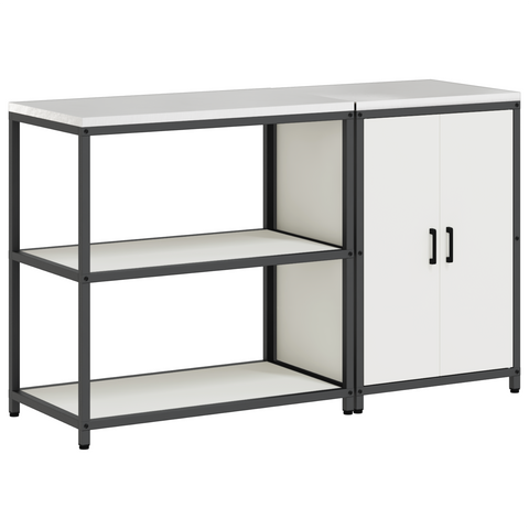 vidaXL Kitchen Storage Set with Shelf with Storage with Door Adjustable 2 pcs White 150 x 50 x 92 cm