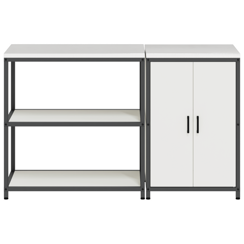 vidaXL Kitchen Storage Set with Shelf with Storage with Door Adjustable 2 pcs White 150 x 50 x 92 cm