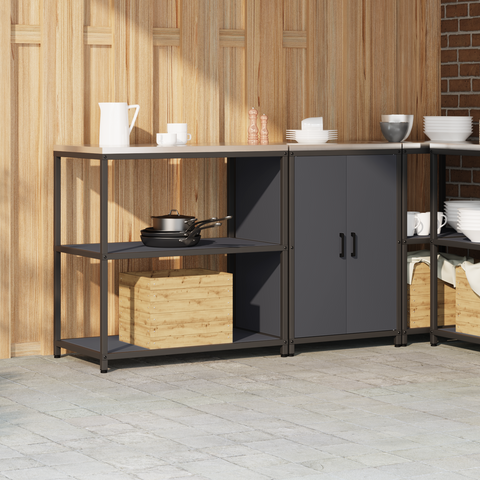 vidaXL Kitchen Storage Set 2 pcs Anthracite 150 x 50 x 92 cm