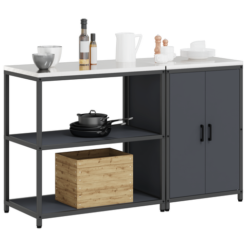 vidaXL Kitchen Storage Set 2 pcs Anthracite 150 x 50 x 92 cm