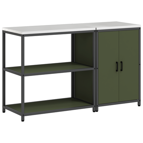 vidaXL Kitchen Storage Set 2 pcs Olive Green 150 x 50 x 92 cm