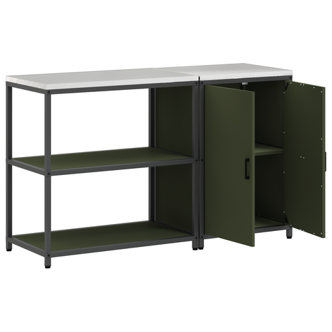 vidaXL Kitchen Storage Set 2 pcs Olive Green 150 x 50 x 92 cm
