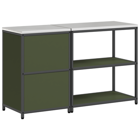 vidaXL Kitchen Storage Set 2 pcs Olive Green 150 x 50 x 92 cm