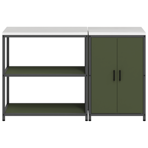 vidaXL Kitchen Storage Set 2 pcs Olive Green 150 x 50 x 92 cm