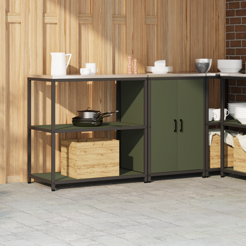 vidaXL Kitchen Storage Set 2 pcs Olive Green 150 x 50 x 92 cm