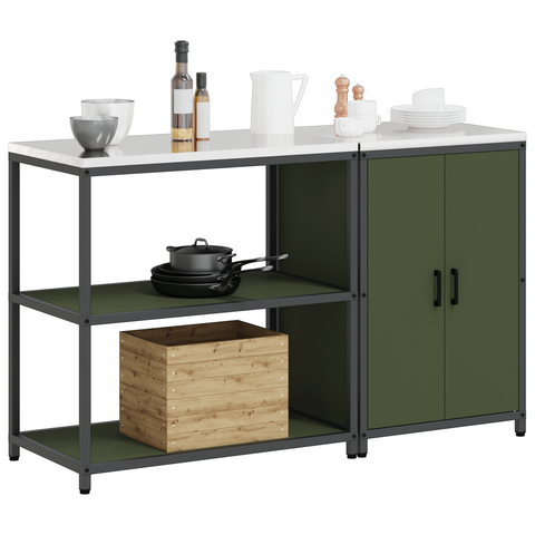 vidaXL Kitchen Storage Set 2 pcs Olive Green 150 x 50 x 92 cm